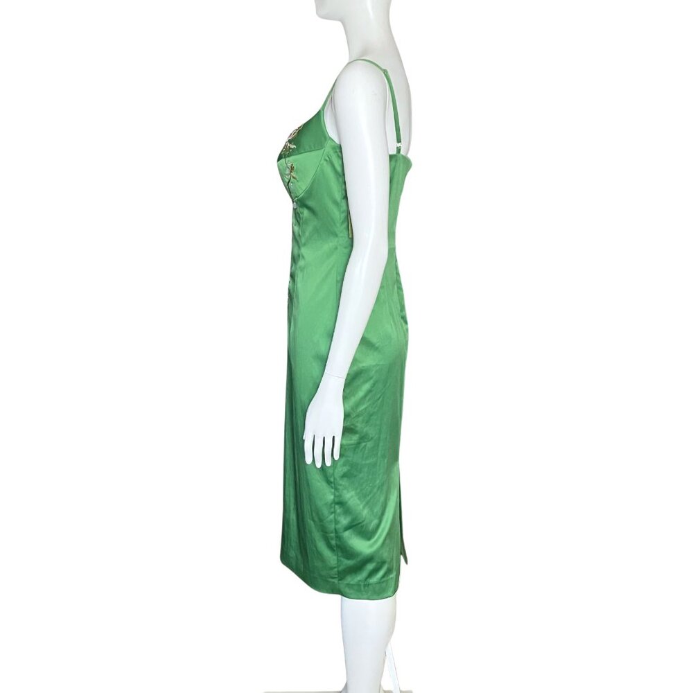 NWT Vintage Y2K Julian Joyce Midi Cocktail Dress Green Sequins Fairy. XS 6. Hoco - Picture 4 of 14